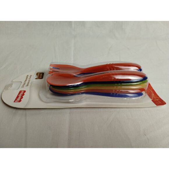 3 Fisher Price Reusable Three Section Divided Plates with 12 Forks Spoons - Picture 7 of 10